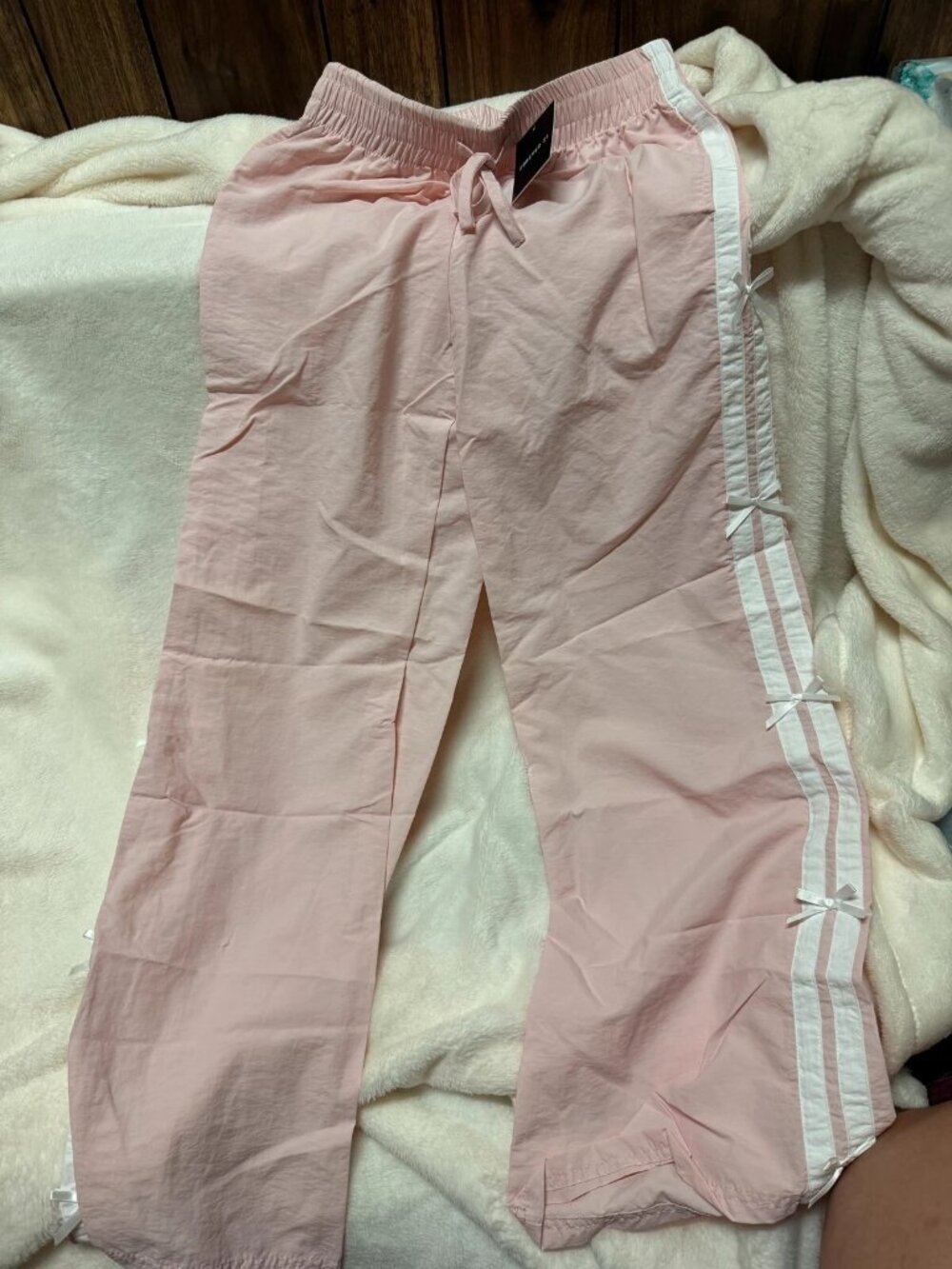Forever 21 Light Pink Track Pants with White Side Stripes Womens Size XS New